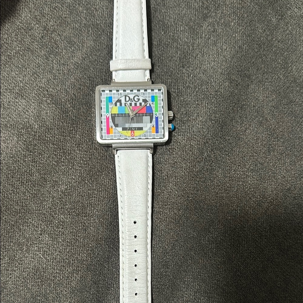 D&G White Retro Digital Watch